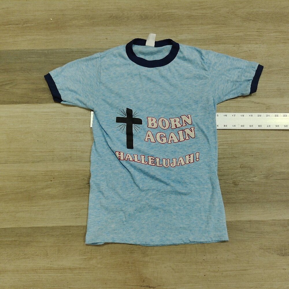 Vintage Christian dead stock ringer tee, size M